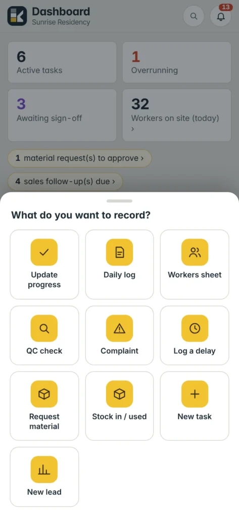 The + button: “What do you want to record?”